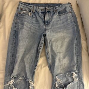 Ripped knee wide leg jeans